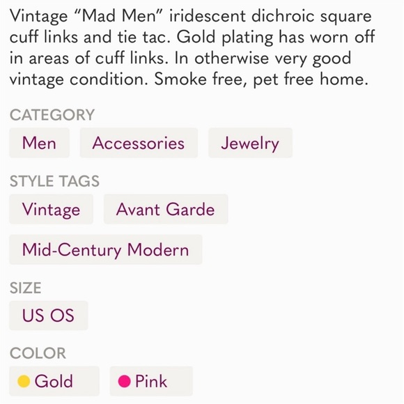 Vintage 60s Glass Dichroic Cuff Link Set - Picture 8 of 8